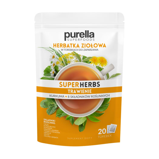 PURELLA SUPERHERBS Herbatka Ziołowa Trawienie w torebkach z kurkumą 20 torebek ex.