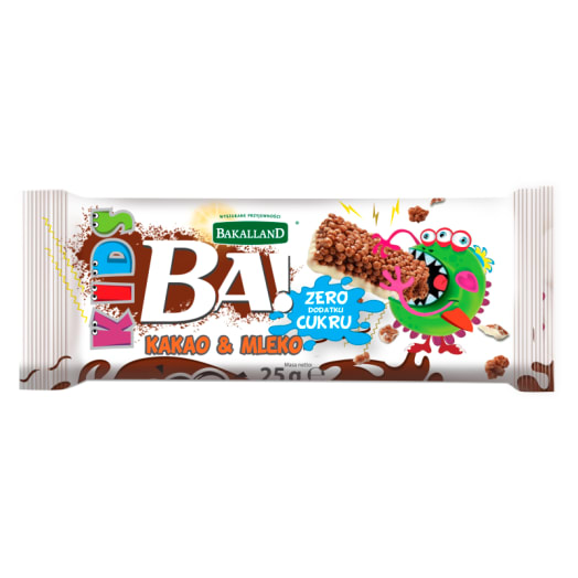 BAKALLAND BA! Kids Baton zbożowy kakao & mleko