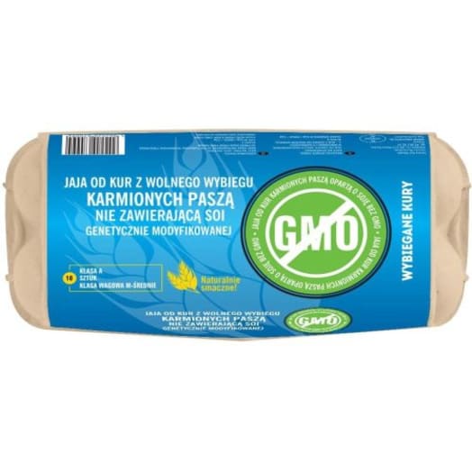 WYBIEGANE KURY Jaja kurze z wolnego wybiegu BEZ GMO (rozmiar M) - 10 szt.
