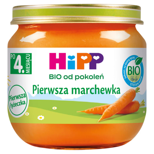 HIPP BIO od pokoleń Pierwsza marchewka po 4. miesiącu