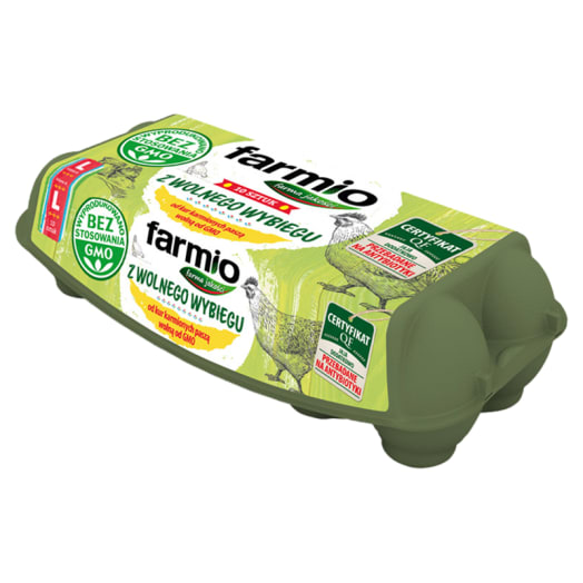 FARMIO Jaja kurze z wolnego wybiegu BEZ GMO (rozmiar L) - 10 szt.