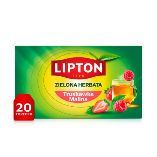 LIPTON Herbata zielona aromatyzowana Malina i Truskawka 20 torebek ex.