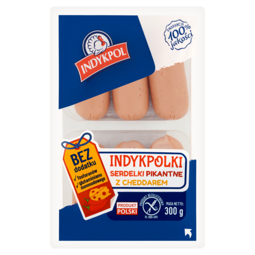 INDYKPOL Indykpolki Serdelki z piersią indyka pikantne z chedarem