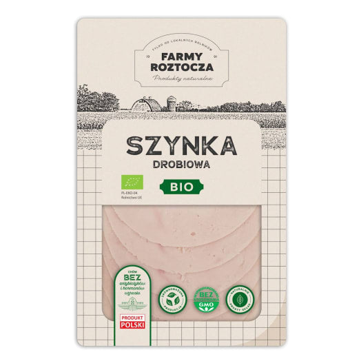 FARMY ROZTOCZA Szynka drobiowa w plastrach bio