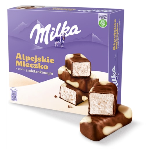 MILKA Alpejskie Mleczko Happy Cows Pianka o smaku śmietankowym