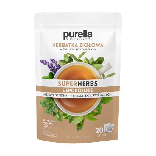 PURELLA SUPERHERBS Herbatka Ziołowa Uspokojenie w torebkach z ashwaghandą 20 torebek ex.