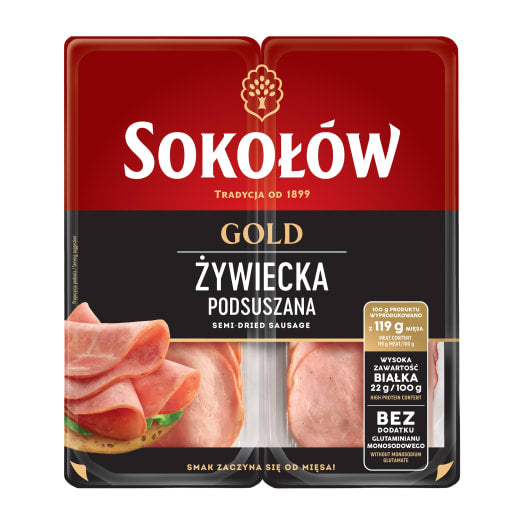 SOKOŁÓW Gold Kiełbasa Żywiecka podsuszana - plastry